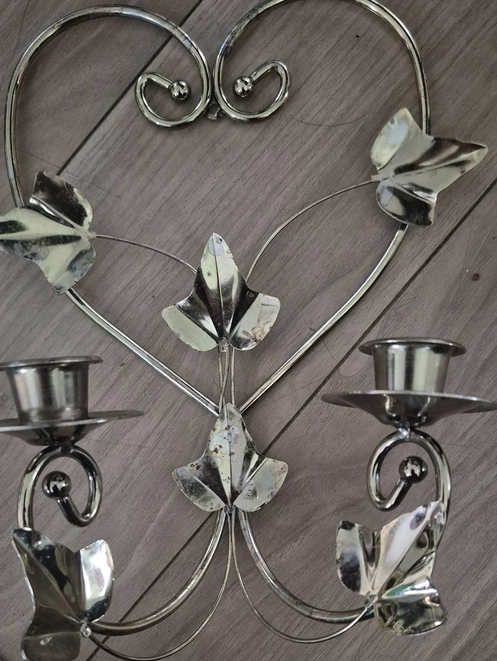 Homco Metal Heart Wall Sconce Candle Holder Gold Vintage
